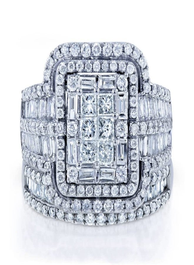 LRGKMCWTOB 2 Piece Wedding Ring for Women 1 Carat Princess Cut Cubic Zirconia Engagement Promise Bridal silver Band Fashion Cute White Gold Plated Ring Set Jewelry (US 8) - Image 5